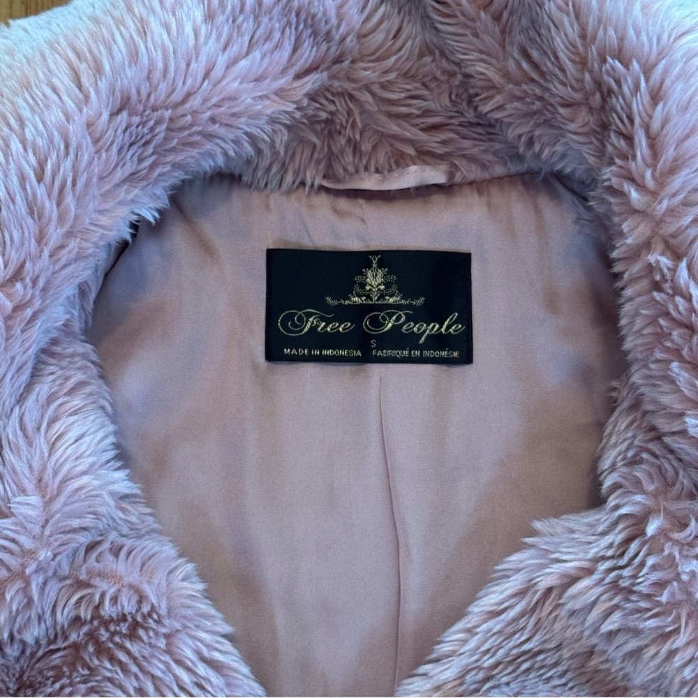 Free People Pink Teddy Jacket with Faux Fur Trim - Picture 4 of 8